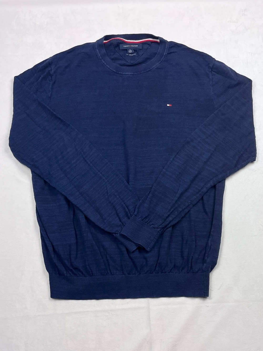 Tommy Hilfiger Cotton Linen Lightweight Crewneck Sweater Navy Blue Size XL